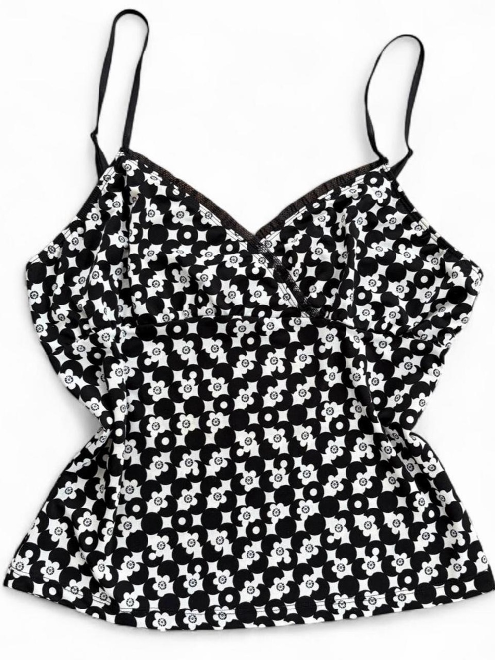 Womenās Black & White Floral Print Cami Top